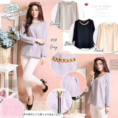 Atasan Necklace Long Sleeves Top - 10474