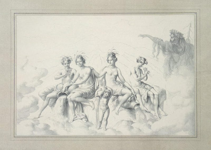 Tableau Vivant: River Nymphs and Ruebezahl by Julius Schoppe - Mythology Art Prints from Hermitage Museum