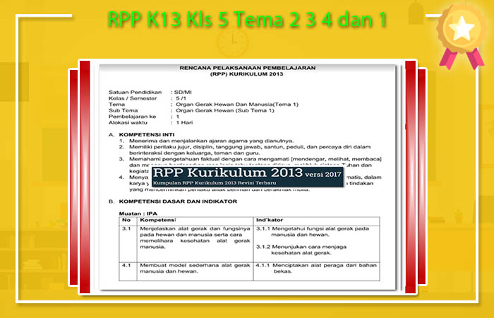 RPP K13 Kls 5 Tema 2 3 4 dan 1