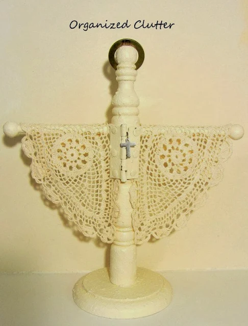 Shabby Angel from Re-purposed Towel Stand www.organizedclutterqueen.blogspot.com