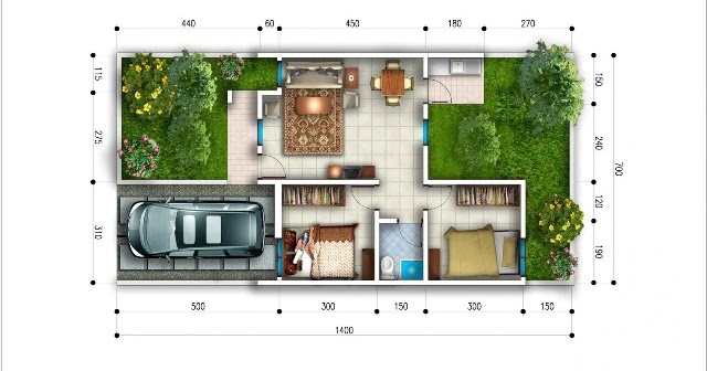 30 Gambar Macam Denah Rumah  Type  45  Minimalis Modern 