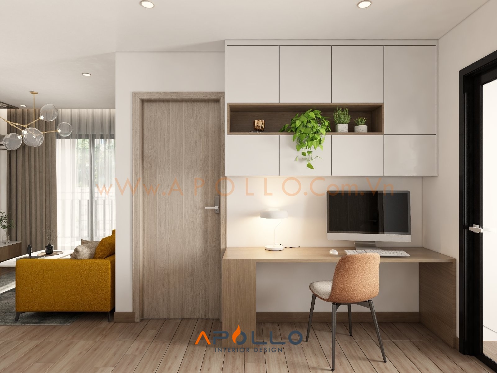 Thiết kế nội thất căn hộ 2PN+1WC (54m2) S2.05-17 Vinhomes Smart City