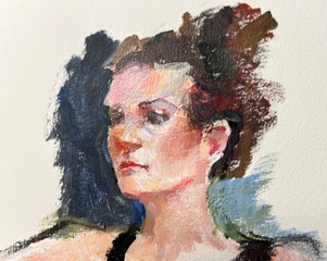 model, portrait, loose, quick, colorful,  woman