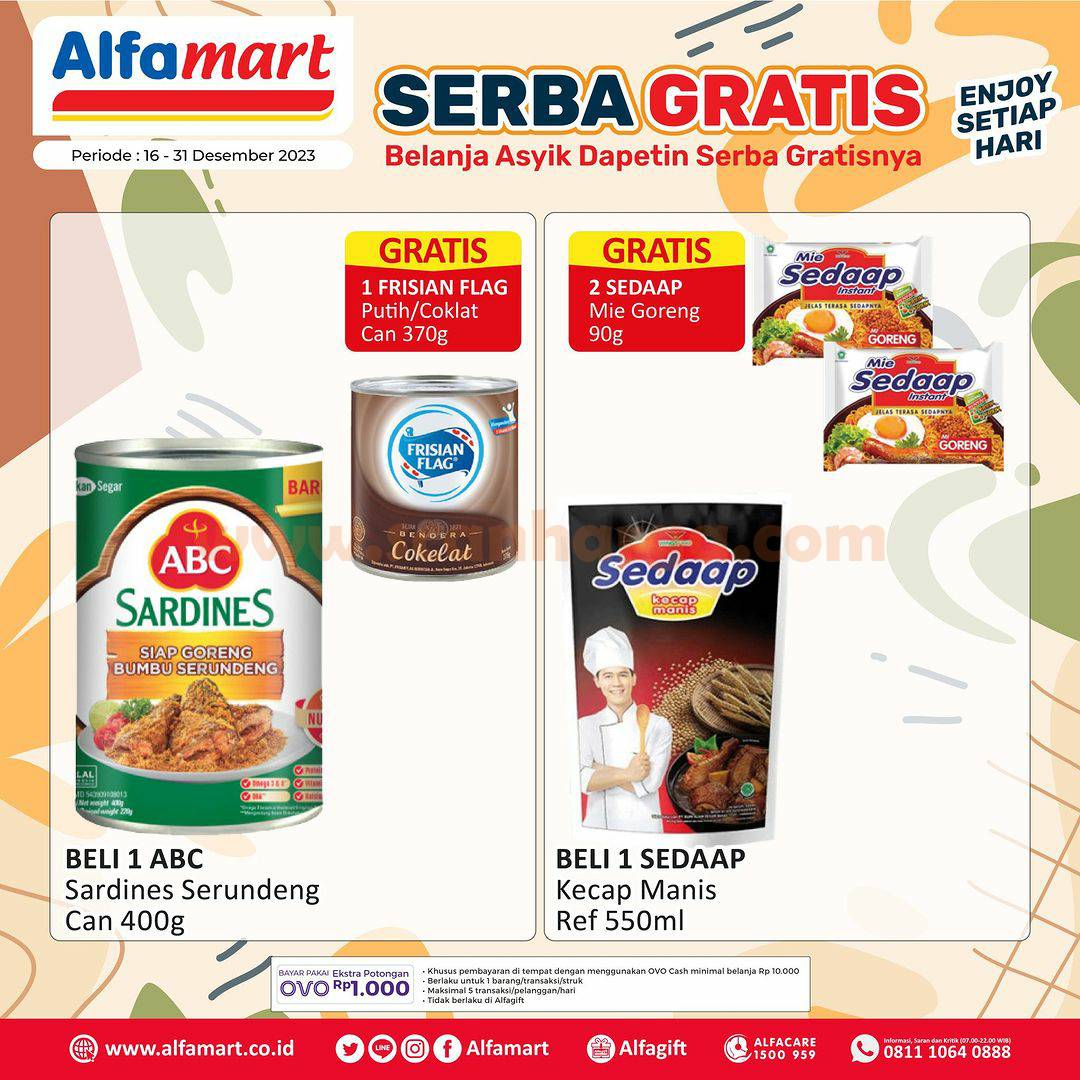 Promo ALFAMART SERBA GRATIS Periode 16 - 31 Desember 2023