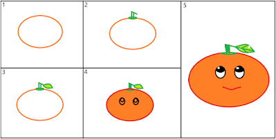Step wise easy orange drawing for kids
