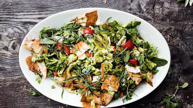 Fattoush salad with pomegranate and sumac