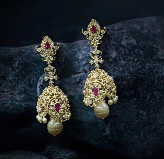 Diamond Jhumkas Pendant by Raj Diamonds