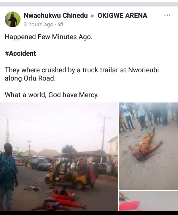 Accident: Trailer Crushes Host Of People In Imo State – Very Graphic Photos