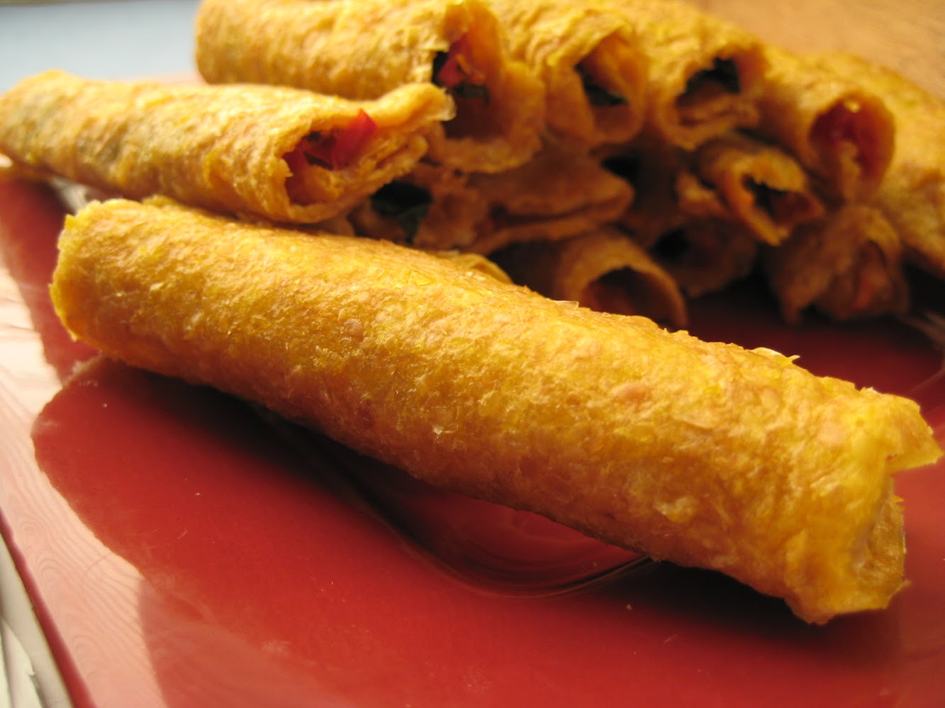 Spicy Spinach and Pepper Taquitos