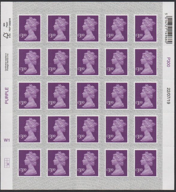 £3 definitive stamp 2019 Walsall printing full sheet