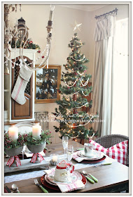 Slim Christmas Tree-French Farmhouse Vintage Christmas Dining Room- From My Front Porch To Yours