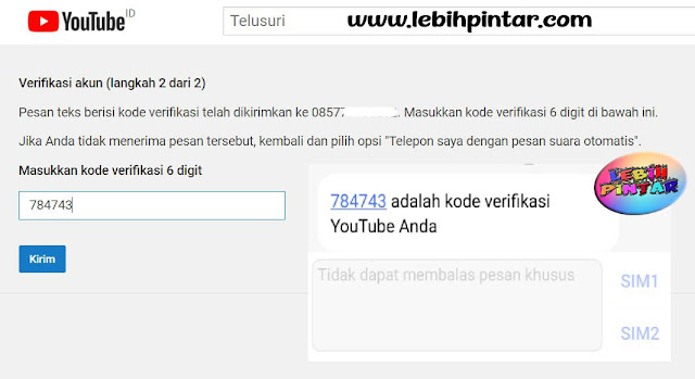 cara verifikasi akun youtube metode sms