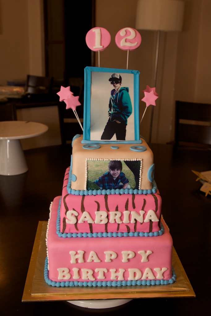 Justin Bieber cake. I made this 3 tier birthday cake for my daughters 12th 