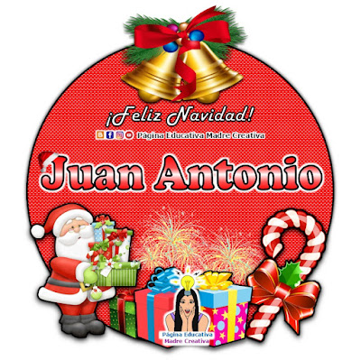 Nombre Juan Antonio - Cartelito por Navidad nombre navideño