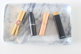 YSL Nude In Private, Charlotte Tilbury Bond Girl, MAC Brave, Chanel Pirate