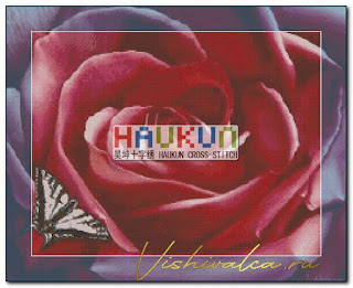 Download cross stitch scheme H008 "Rose Butterfly" Haukun