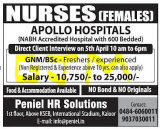 Nurses for Apollo Hospitals