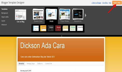 pilih template blogspot