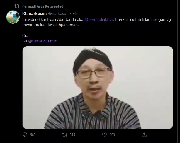 Tuai Kontroversi, Abu Janda Klarifikasi Pernyataan Islam Adalah Agama Arogan di Twitter