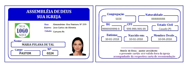 Carteirinha de membro de igreja
