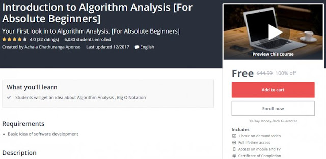 [100% Off] Introduction to Algorithm Analysis [For Absolute Beginners]| Worth 44,99$ 