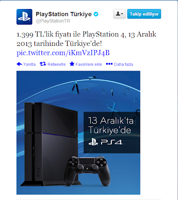 PlayStation Türkiye'nin attığı tweet.