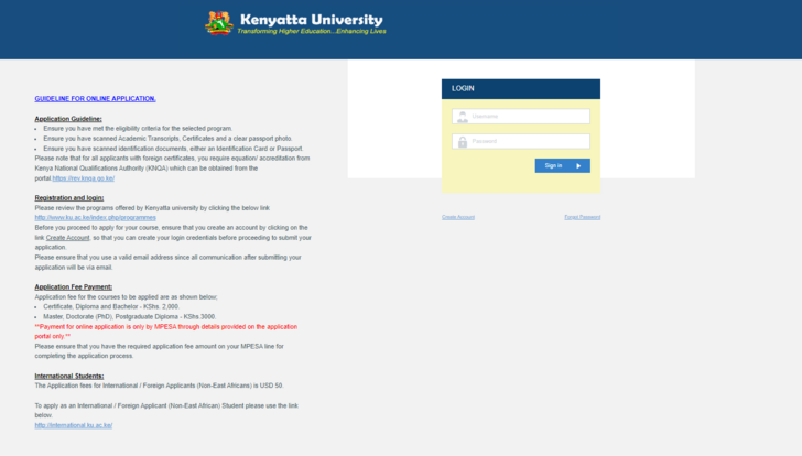 Kenyatta University (KU) Online Application for Intake 2023