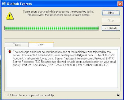 Outlook Express Configuration Error message Error Number: 0x800CCC79