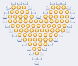 Facebook heart made of sun and clouds