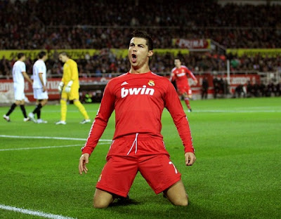 Cristiano Ronaldo celebrates a goal at Seville