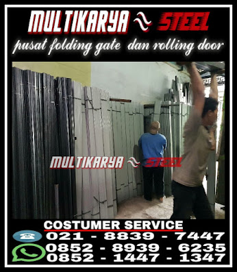 Gambar workshoop Multikaryasteel pusat penjualan dan pemasangan baru pintu folding gate, pintu harmonika, rolling door slat daun besi galvalum aluminium, rolling door one sheet, rolling door industri otomatis, kusen aluminium dan kaca, pagar tralis kanopibahan besi dan galvanis model minimalis dan tempa harga paling murah di bekasi jakarta tangerang depok bogor jabodetabek