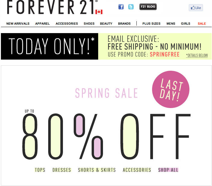 forever 21 free shipping coupons 2011