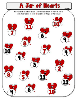 Jar of Hearts Addition or Multiplication Dice Game