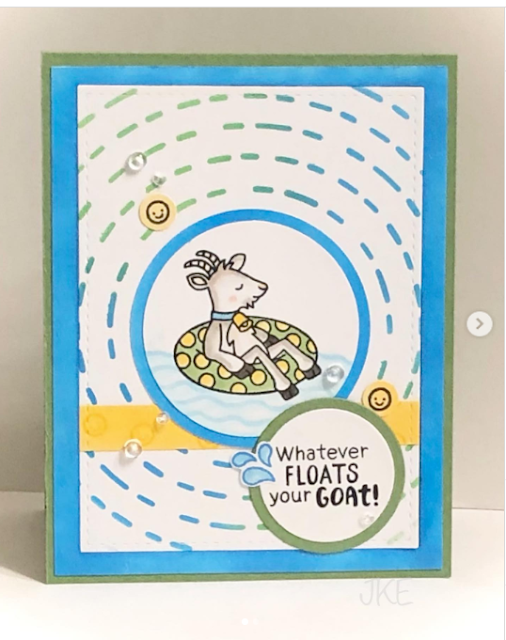 Whatever floats your goat by Jennifer K. features Floaty Goat by Newton's Nook Designs; #inkypaws, #newtonsnook, #summercards, #cardmaking, #cardchallenges