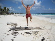 Jumping for Joy on Tulum's Beach (tulum )