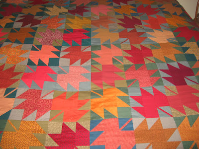 maple leaf quilt blocks in autumn colors