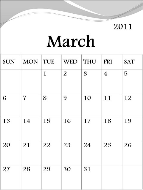 2011 calendar template march. blank calendar template march