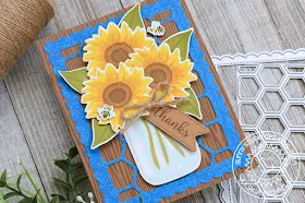 Sunny Studio Stamps: Sunflower Fields Frilly Frames Vintage Jar Thank You Cards by Juliana Michaels