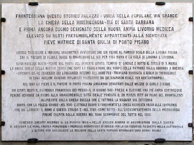 Commemorative marble plaque, Via Santa Barbara, Livorno