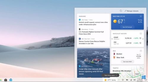 Windows 10 taskbar brings weather and news