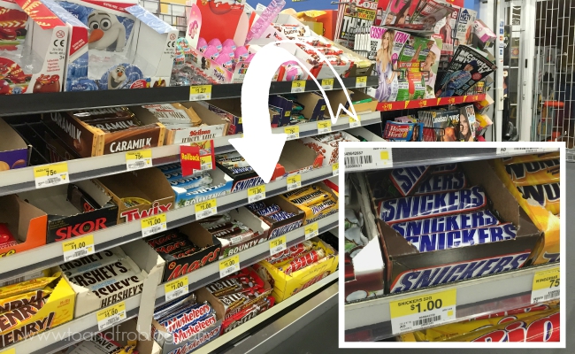 SNICKERS location in Walmart