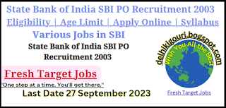 State Bank of India SBI PO Recruitment 2003