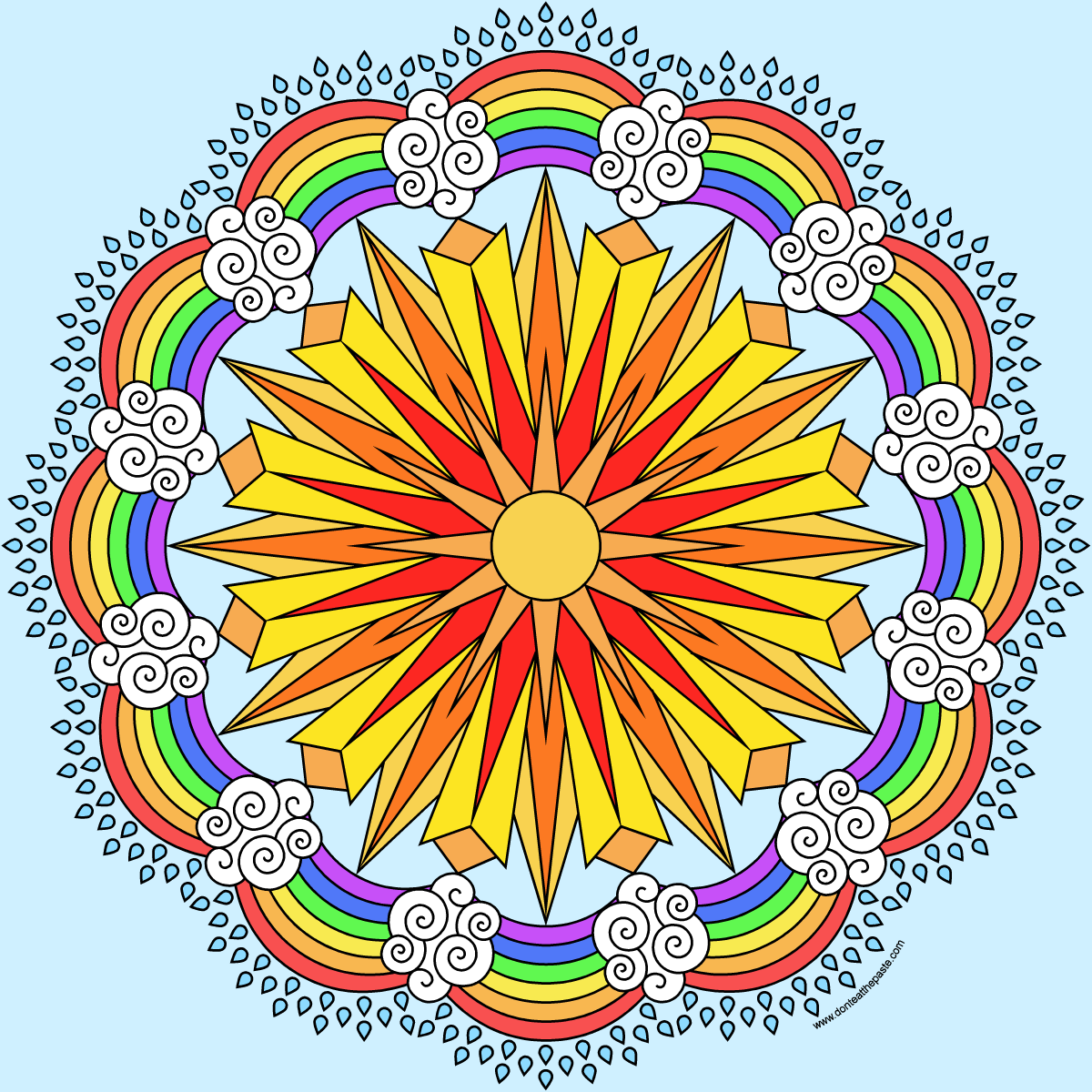 Don t Eat the Paste Sun  and rainbow  coloring  page 