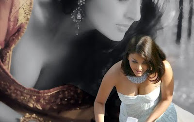 Indian Beauty Aishwarya Rai Hot Low V cut Dresses Pics