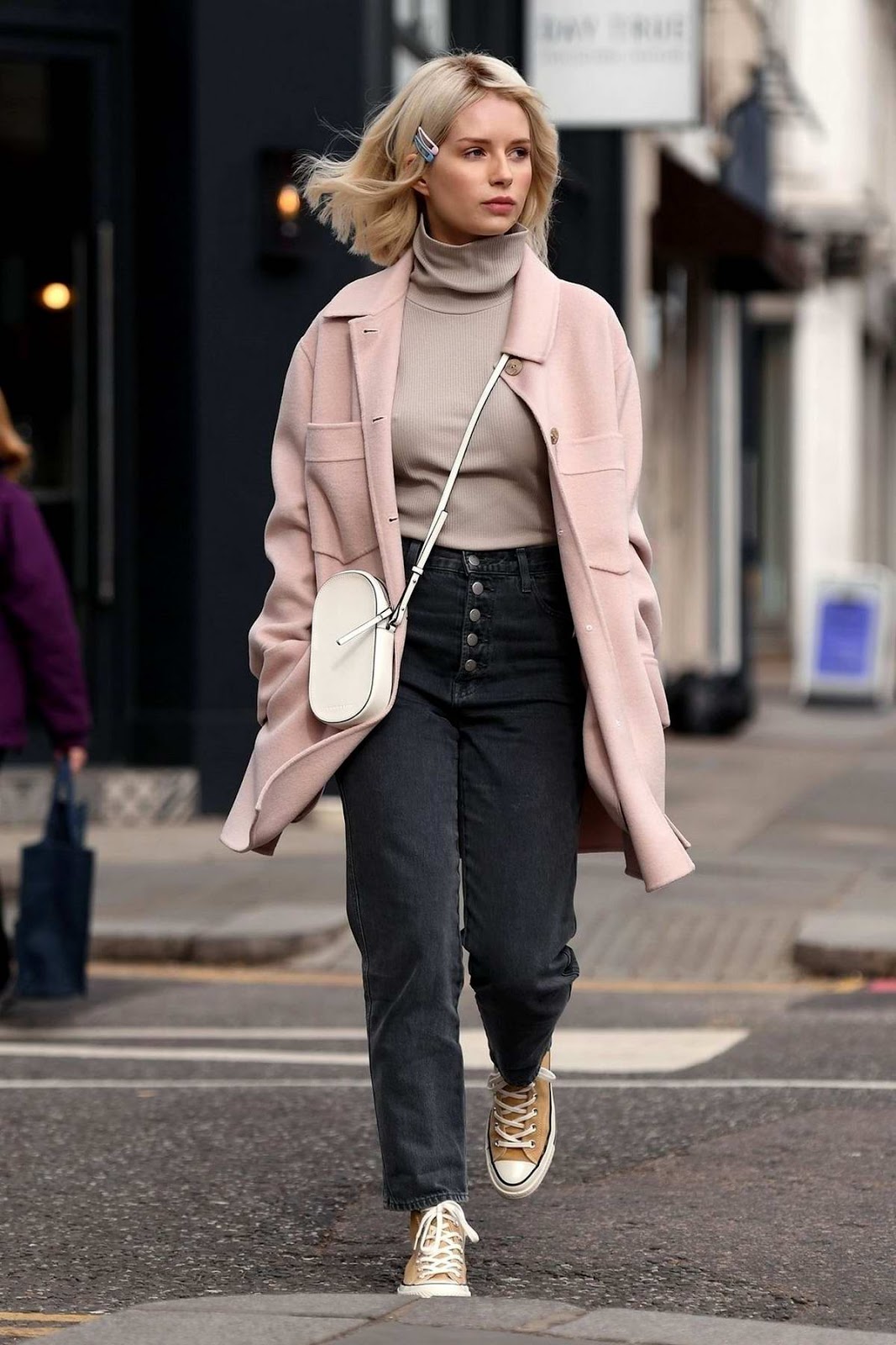 Lottie Moss stylist pastel pink coat