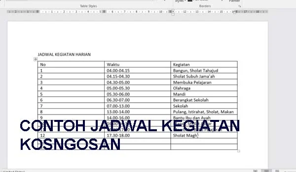 jadwal kegiatan sehari