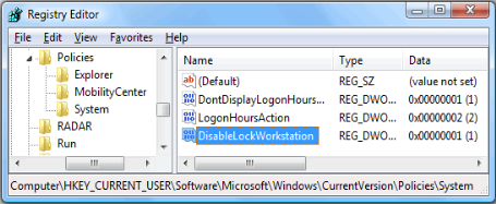 Win Lock  regeistry