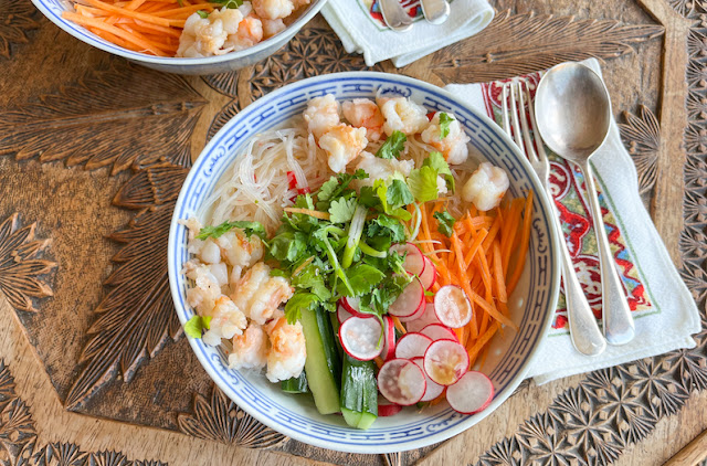 Food Lust People Love: If you love fresh spring rolls with noodles, cucumber, carrot and a lovely sweet and spicy dipping sauce, you will love these shrimp spring roll bowls! They are so tasty and easy to make!
