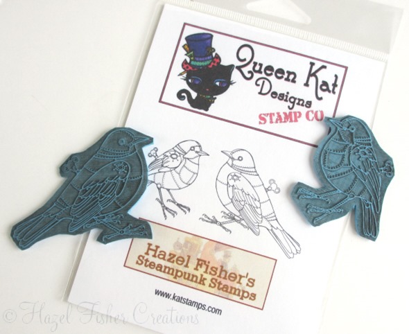 2013May23 rubber stamp steampunk card clockwork blackbird 2
