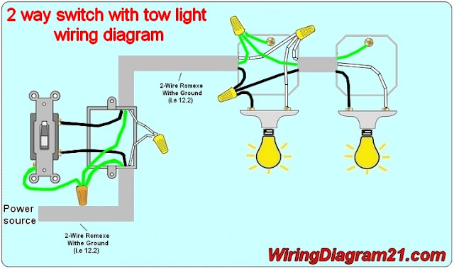 2 way light    switch wiring diagram electrical circuit schematic how to wire one switch tow light 